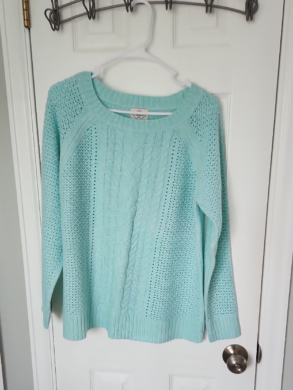 Light Aqua Cable Knit Women's Sweater - Brand:
